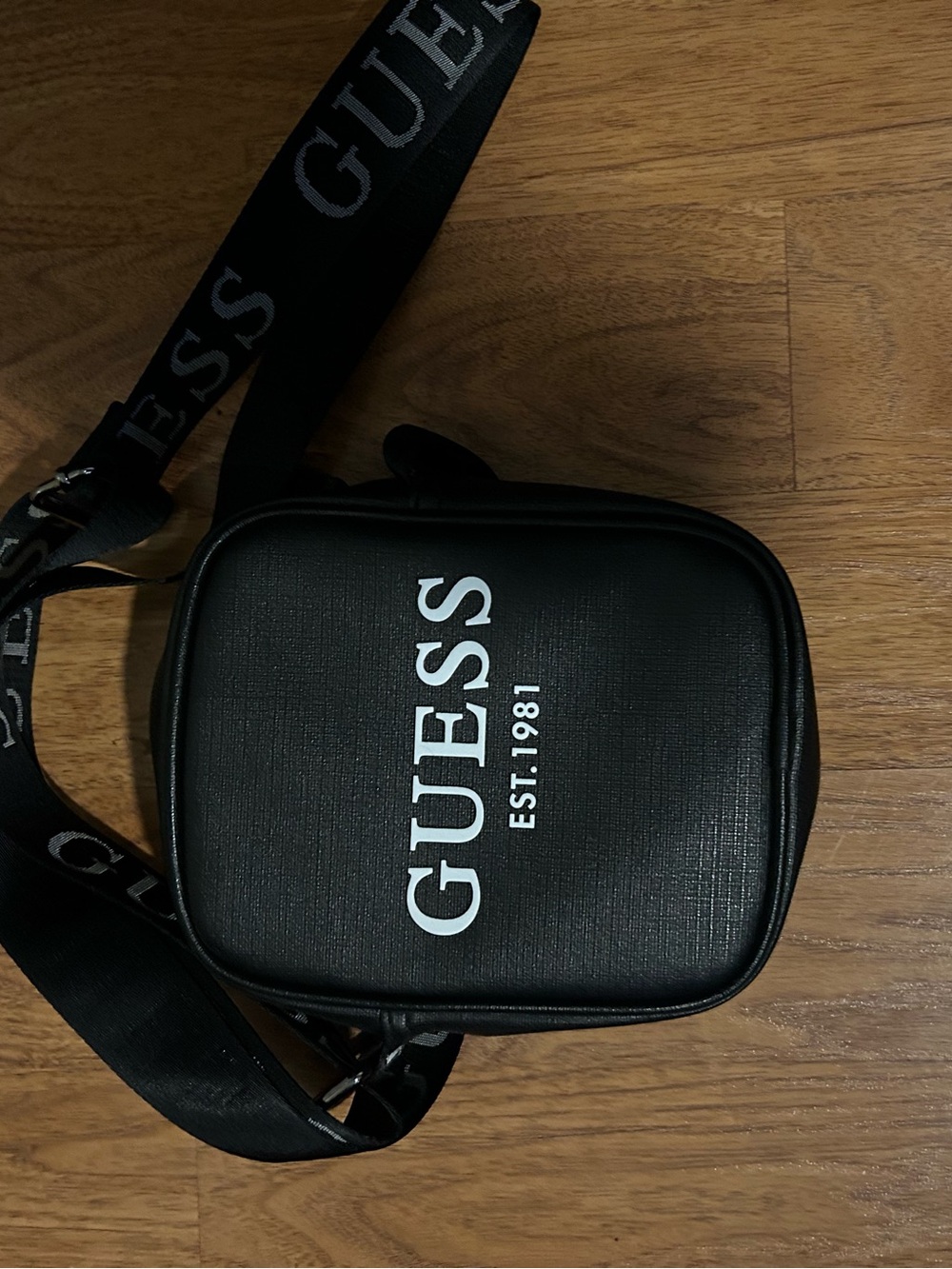 GUESS Black Logo Belt Bag with Adjustable Strap